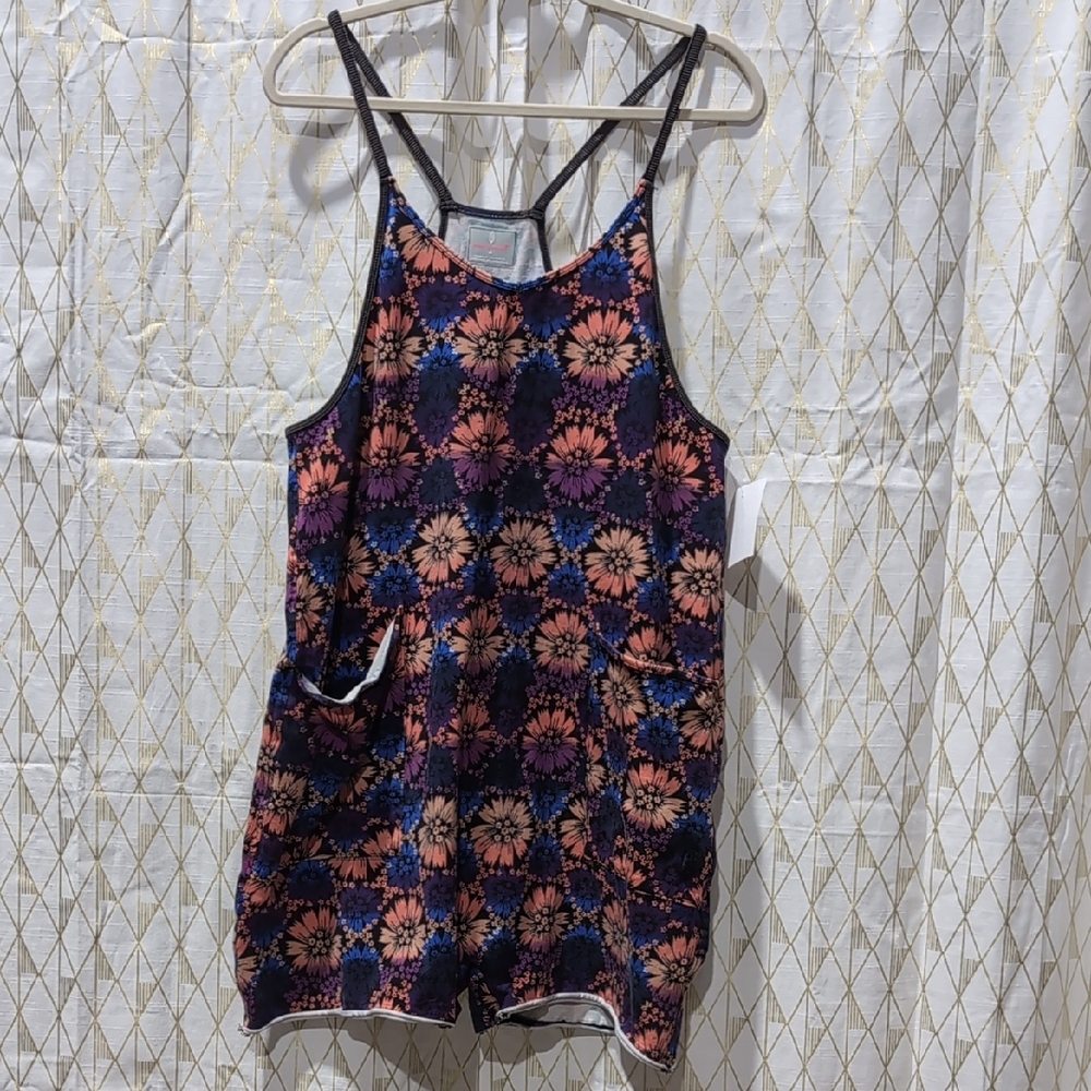 Free People Floral Strappy Romper in Navy, Coral, Purple